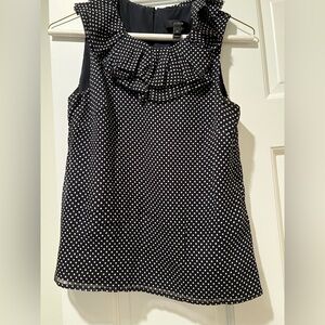 J Crew Polka dot with ruffles 00 XXS sleeveless blouse